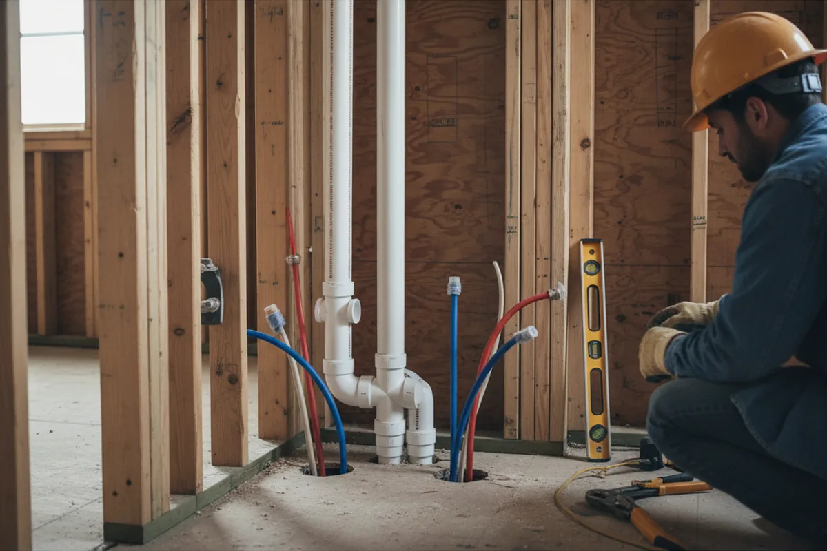 Drain and supply rough-in during Toilet Repair and Installation in Hendersonville