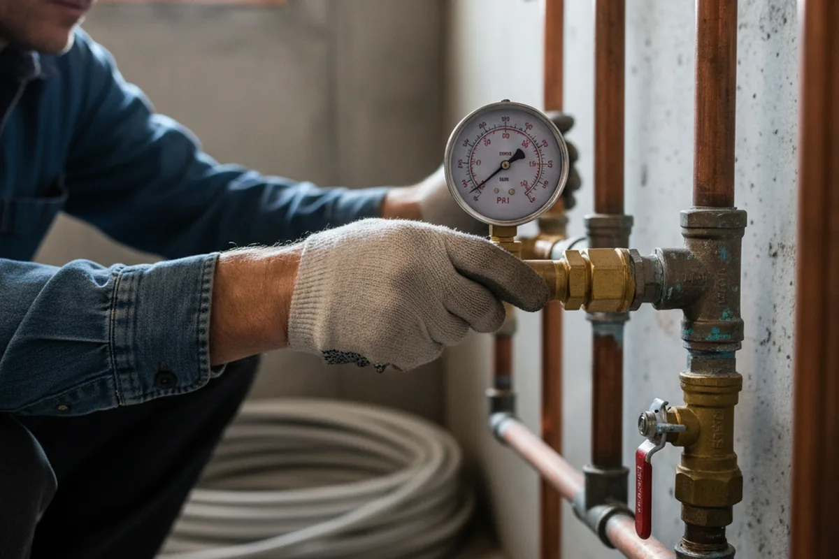 Pressure testing a repaired line during Water Line Repair in Hendersonville